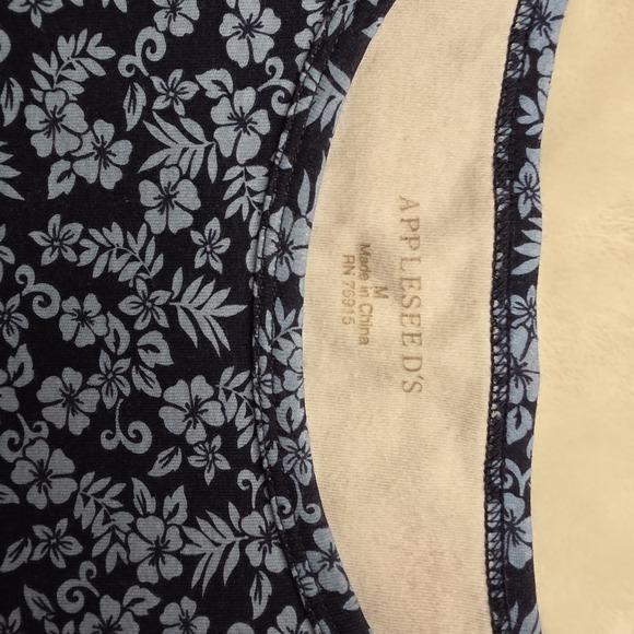 Appleseeds Dress Medium Navy & Blue Womens Dress Short Sleeve w/Front Pockets - Picture 6 of 10